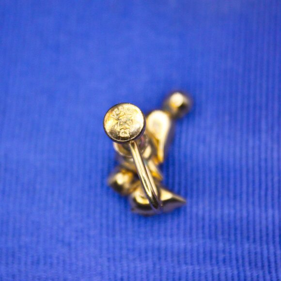 Vintage 1/20 12k Gold Filled Star Art Pink White Rhinestone Screw Back Earrings - Picture 11 of 11